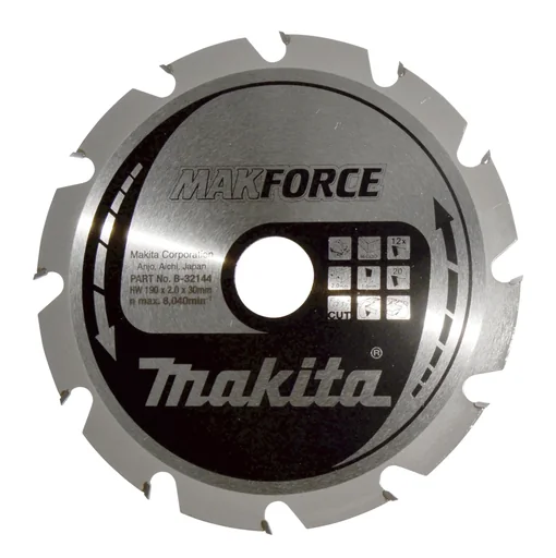 "MAKFORCE circular saw blade 190 x 30 x 12Z image"