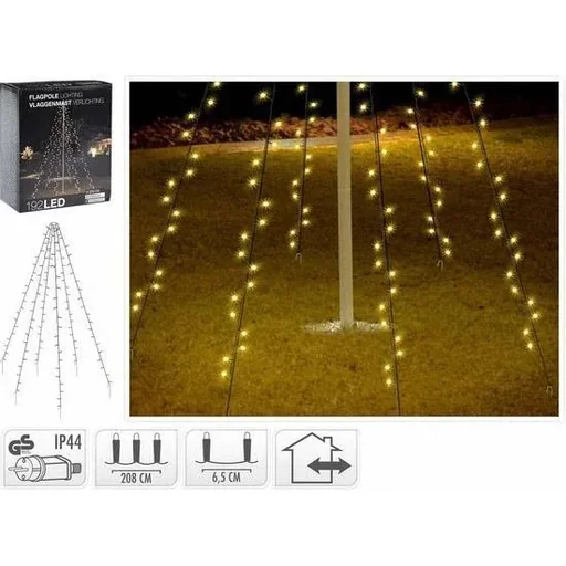 "Pro Garden Flagpole Lighting - 192 LEDs - 208 cm high - warm white light - waterproof image"