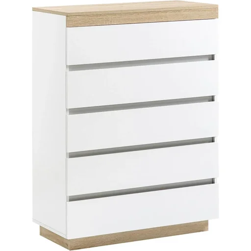 "Chest of drawers with 5 drawers - white/oak - 80 x 40 x 109 cm image"