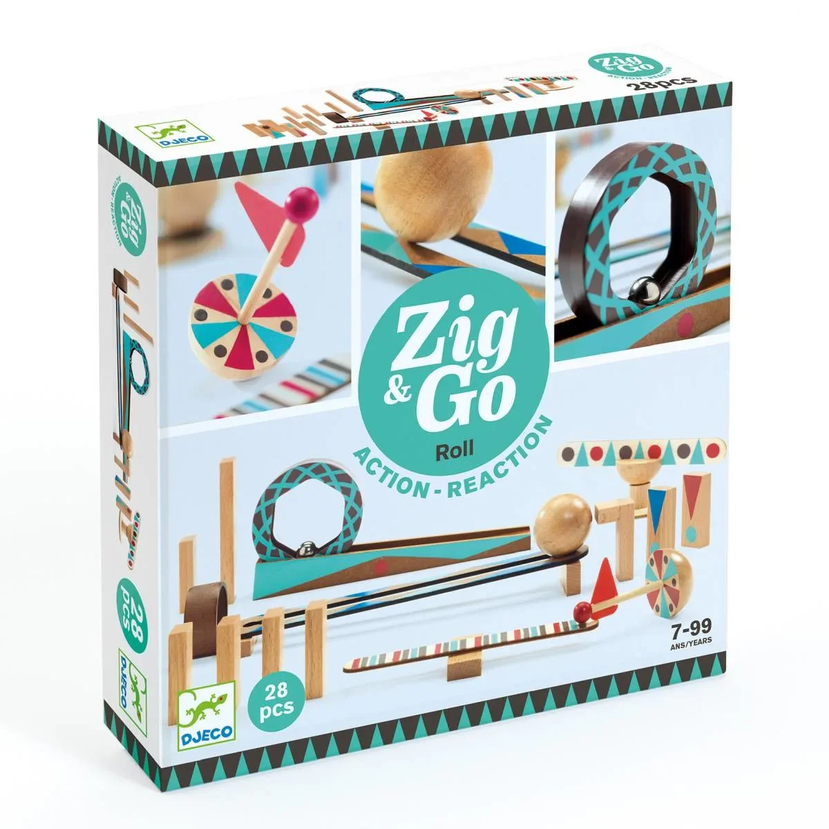 Djeco bouwset, denkspel, houten bouwset - Zig & Go, 28 onderdelen