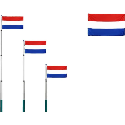 "Telescopic flagpole 630cm with Dutch flag - Netherlands flag - 90x150cm image"