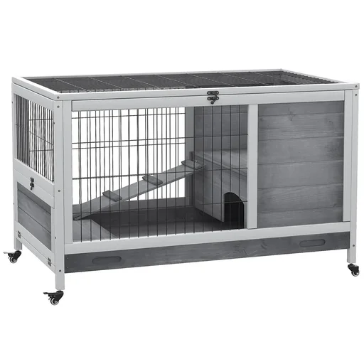 "Small animal stable with wheels double image"