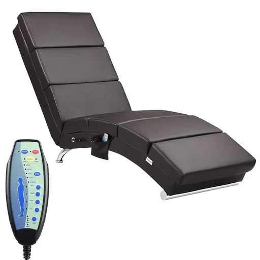 "London dark brown lounger with massage and heating function image"