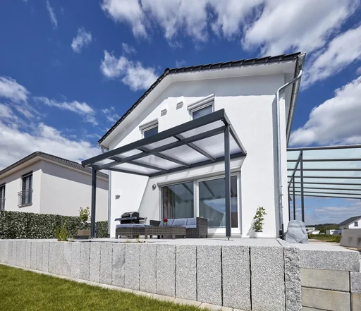 "Patio roof Premium, anthracite, 4102 x 3060 mm - Polycarbonate multi-wall sheets 16 mm, clear image"