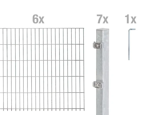 "Double rod mesh fence complete set, hot-dip galvanized, height 100 cm, length 12 m image"