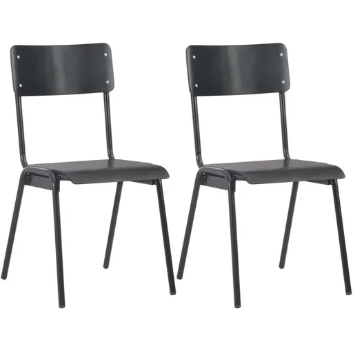 "Dining table chairs 2-piece solid plywood steel black image"