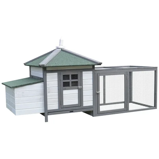 "Chicken coop with outdoor enclosure image"
