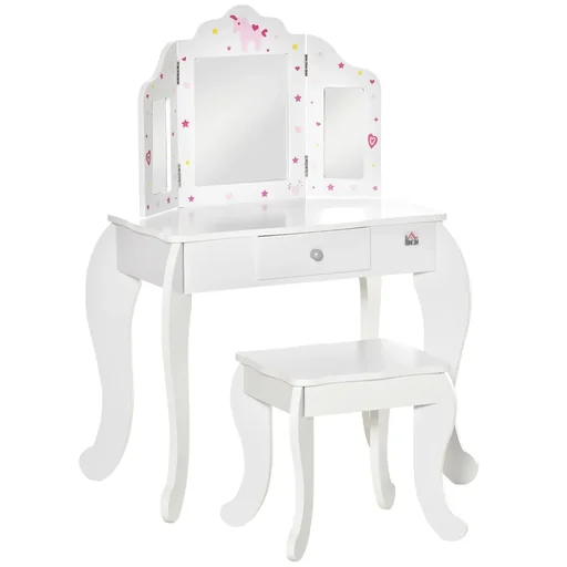 "Children's dressing table with stool 63 cm x 40 cm x 85.5 cm image"