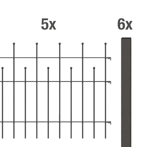 "Complete fence set Madrid, for setting in concrete, anthracite metallic, height 98.5 cm, length 10 m image"