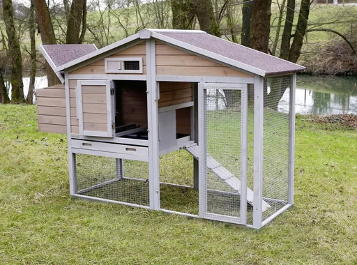 "Chicken coop with metal frame on the floor 181 x 65 x 118 cm image"