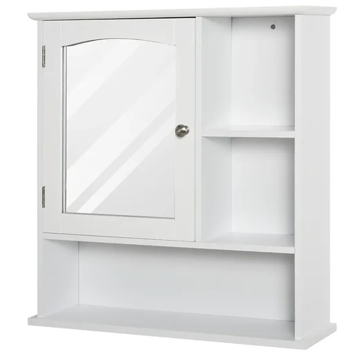 "Mirror cabinet bathroom cabinet wall cabinet bathroom furniture wall cabinet multi-purpose cabinet, chipboard + MDF, white, 60 x 18 x 63 cm image"