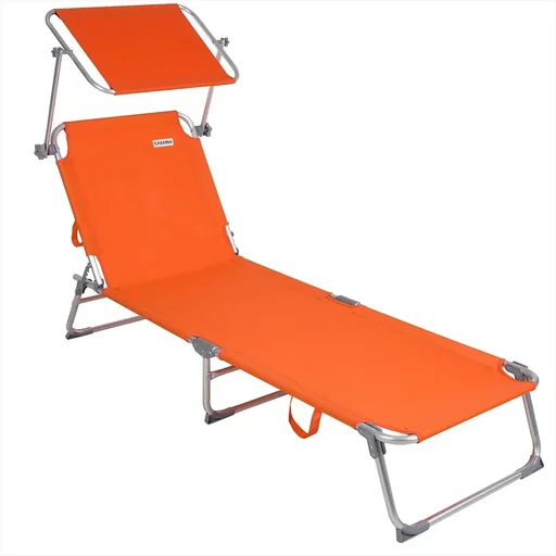 "Deck chair 'Ibiza' with sliding roof aluminum orange 190 x 59 x 29cm image"
