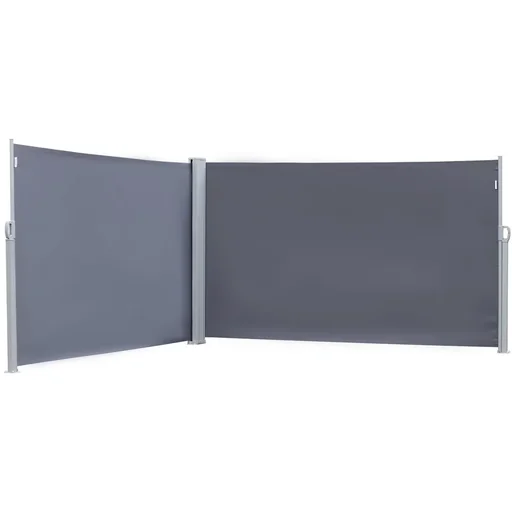 "Double-sided awning side wind protection polyester grey L6xH1.6m image"
