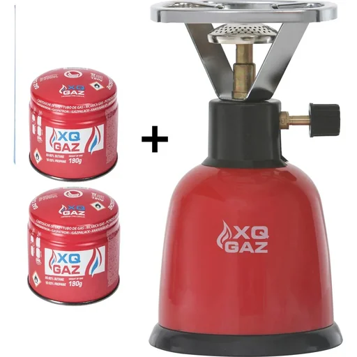 "XQGaz 1-burner camping gas stove - BASIC - 190 GRAM - Includes two gas refills image"