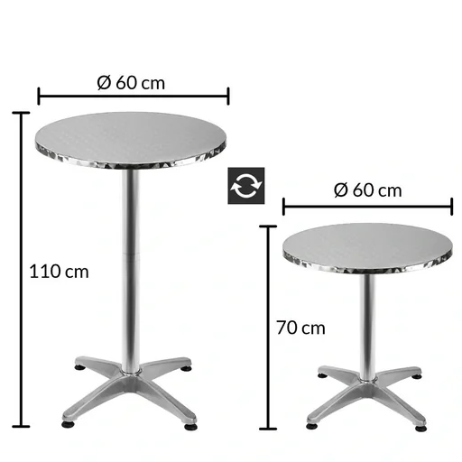 "Stainless steel bar table, height-adjustable and foldable, Ø 60 cm image"