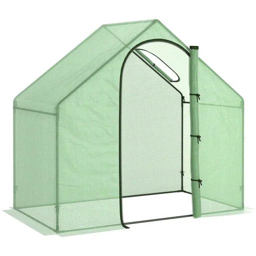 "Plastic greenhouse tomato greenhouse hothouse cold frame with window and door green steel PVC plastic 180 x 100 x 165 cm image"