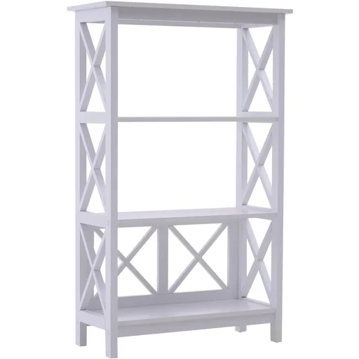"Freestanding bookcase decorative shelf 3 compartments open MDF white 70 x 30 x 113 cm image"