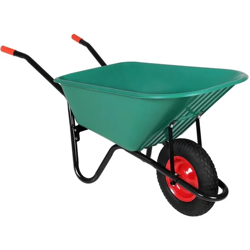 "Wheelbarrow 100 L, tub made of green polypropylene image"