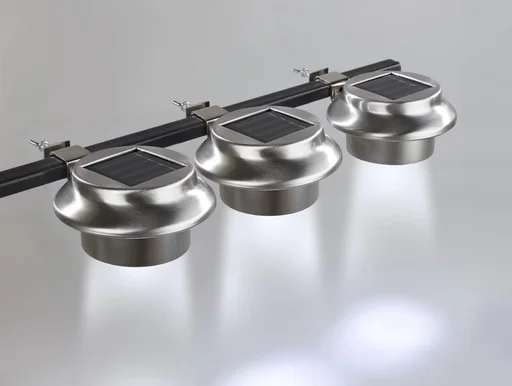 "Solar gutter lights made of stainless steel - set of 3 image"