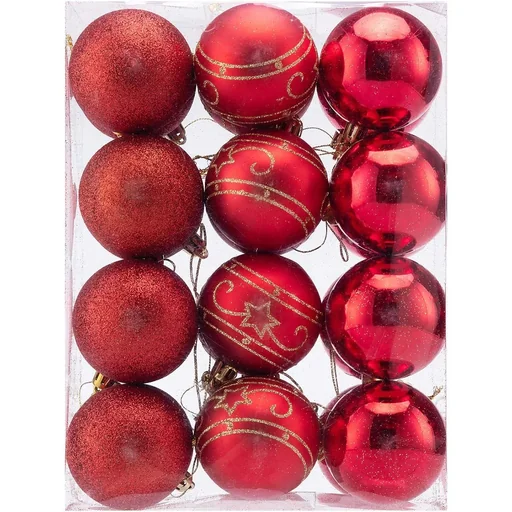 "Christmas balls - Christmas tree lights - Christmas tree decorations - Set of 24 red image"