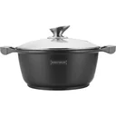 Marble casserole with black glass lid - 28 cm