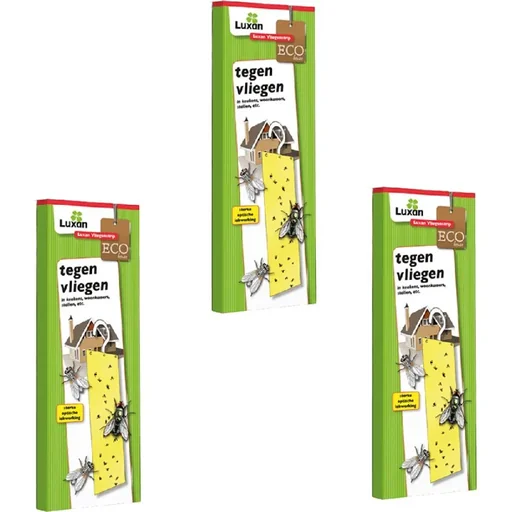 "Luxan Fly Strips / Fly Trap / Adhesive Strips with Hook - ECO non-toxic - 3 PIECES image"