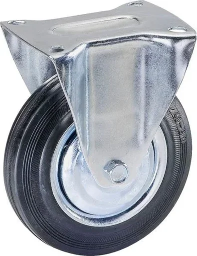 "Fixed castor with solid rubber tyres, wheel diameter 80 mm image"