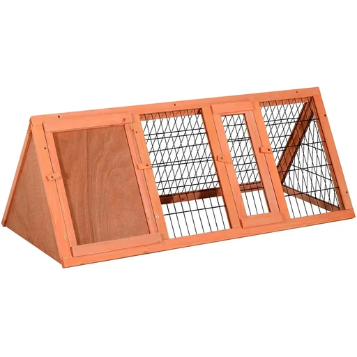 "Rabbit hutch, rabbit hutch, small animal hutch with outdoor enclosure, rabbit run triangular image"