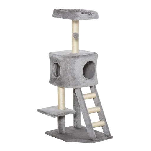 "Scratching post with cat cave ladder cat tree climbing tree for cats multi-level multi-activity center E1 MDF sisal light image"