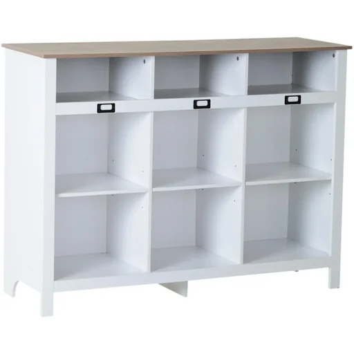 "Bookcase bookcase filing cabinet standing shelf sideboard 9 compartments retro vintage height adjustable wood 120 x 40 x 90 cm image"