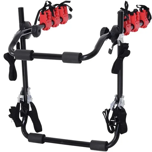 "Bicycle rear carrier for 3 bicycles Bicycle carrier rear carrier foldable metal + plastic black + red image"