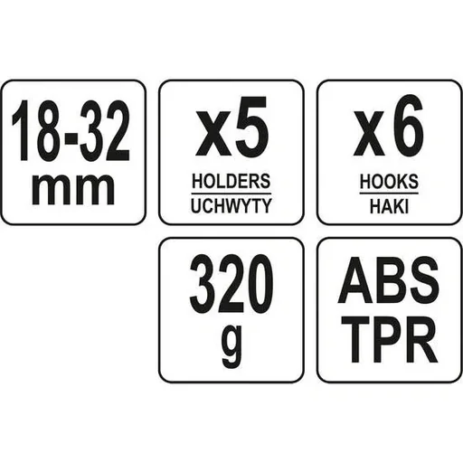 "Tool holder - 5 clamps - 6 hooks image"