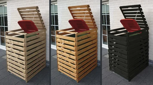 "Garbage can box "Vario V" for 1 ton, natural image"