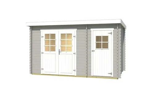 "Garden house 254 Gr.1, 394 x 246 x 222 cm light grey, 28 mm, double door, with 2nd room single door image"