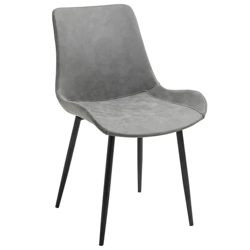 "Dining chair modern kitchen chair with backrest metal legs for reception living room chair artificial leather foam metal gray image"