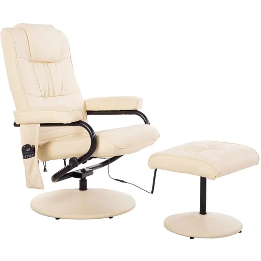 "Massage chair with stool, vibration massage and heat function cream image"