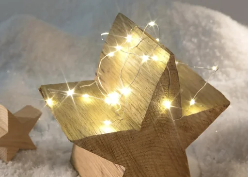"LED silver wire light chain with 20 warm white LEDs image"