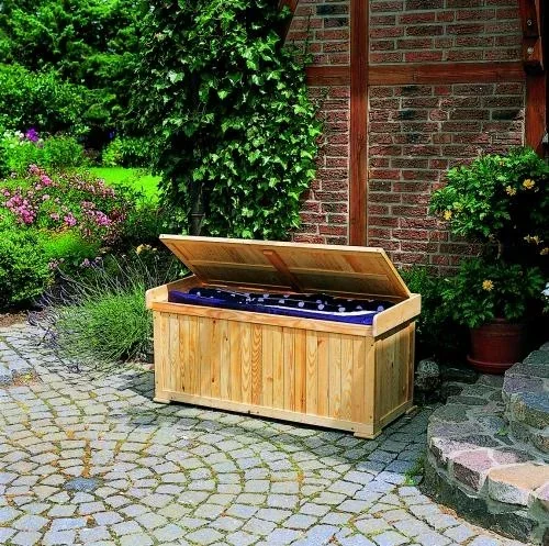 "Bench / cushion chest with seat cushion, blue image"