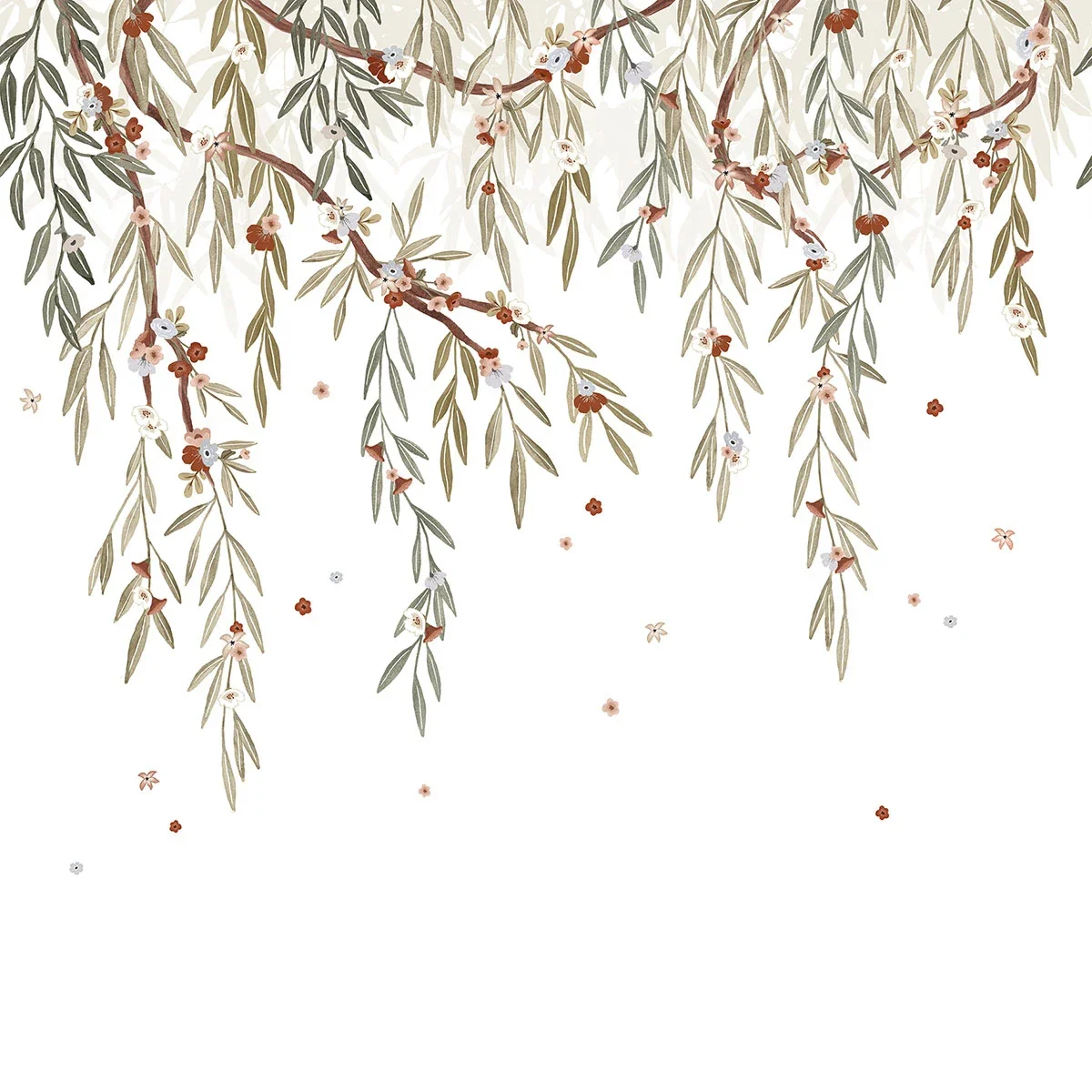 "Lilipinso behang, kinderkamer muurontwerp, panorama, bloeiende eucalyptus image"