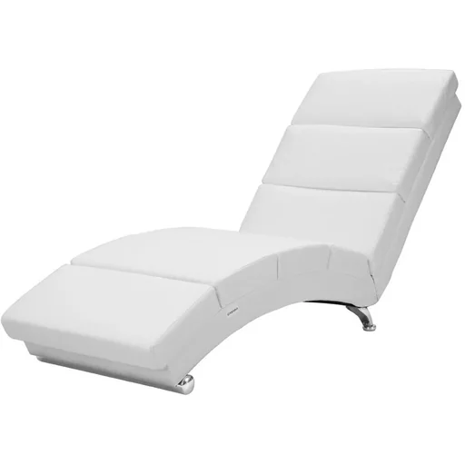 "Relaxing lounger "London" white leather with chrome legs image"