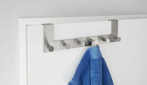 "Door coat rack - with 6 hooks stainless steel image"
