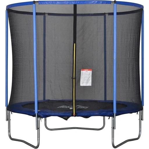 "Trampoline with safety net blue, black image"