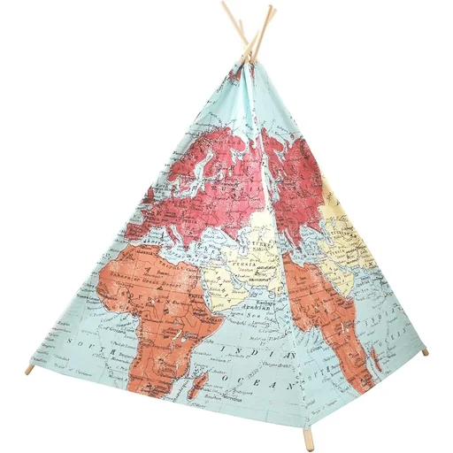 "World map teepee tent multi colors image"