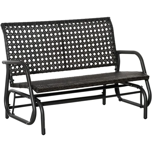 "Polyrattan swing sofa with extra-wide seat, 70L x 120W x 84H cm, grey image"