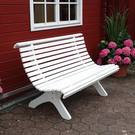 "Garden bench Sven, painted white image"