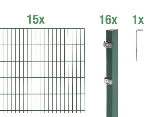 "Double rod mesh fence complete set, green, height 80 cm, length 30 m image"