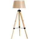 Floor lamp tripod height adjustable 99-143cm E27 pine beige