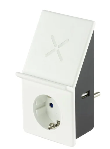 "USB charging adapter as intermediate plug with wireless and USB charging function image"