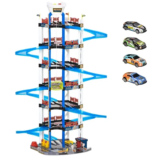 "Racetrack Children's Car Racing Track Parking Garage for children from 3 to 6 years Toy cars Complete with light and sound ABS image"