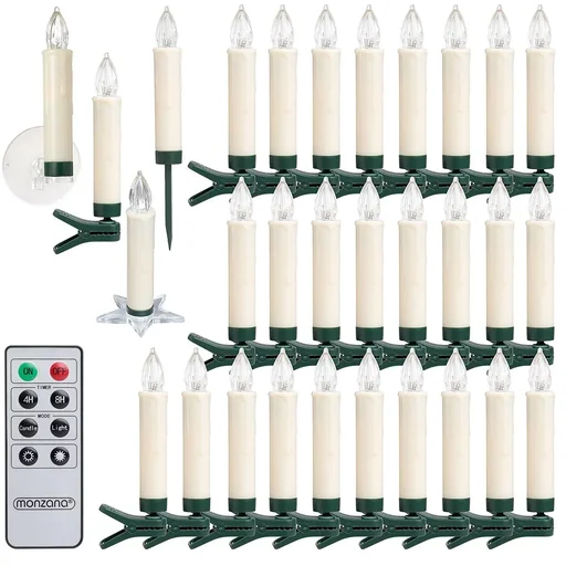 "LED Christmas tree lights - Christmas tree decorations - candles - set of 30 warm white with remote control image"